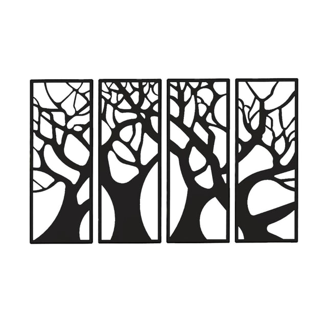 Decoratiune perete metal, model copacul vietii, 116x76 cm, negru - BUZ.RO