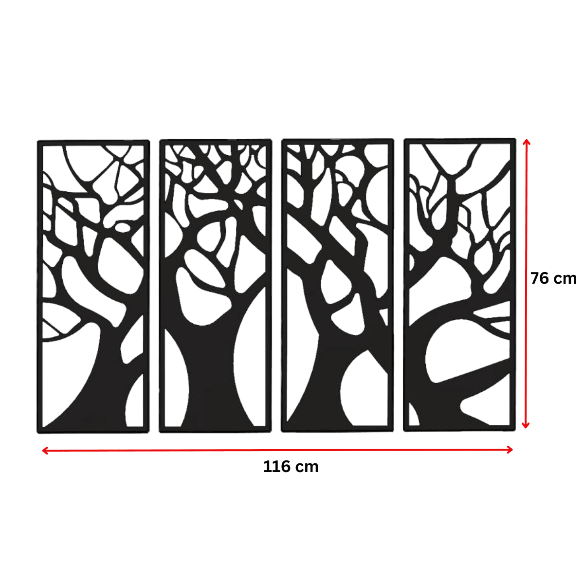 Decoratiune perete metal, model copacul vietii, 116x76 cm, negru - BUZ.RO
