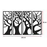 Decoratiune perete metal, model copacul vietii, 116x76 cm, negru - BUZ.RO