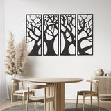 Decoratiune perete metal, model copacul vietii, 116x76 cm, negru - BUZ.RO