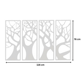 Decoratiune perete metal, model copacul vietii, 116x76 cm, alb