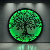 Decoratiune perete metal, model copacul vietii, LED, 50x50 cm - BUZ.RO