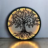 Decoratiune perete metal, model copacul vietii, LED, 50x50 cm - BUZ.RO