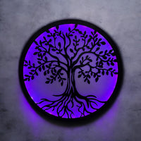 Decoratiune perete metal, model copacul vietii, LED, 50x50 cm