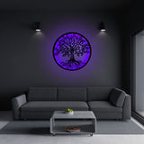 Decoratiune perete metal, model copacul vietii, LED, 50x50 cm - BUZ.RO