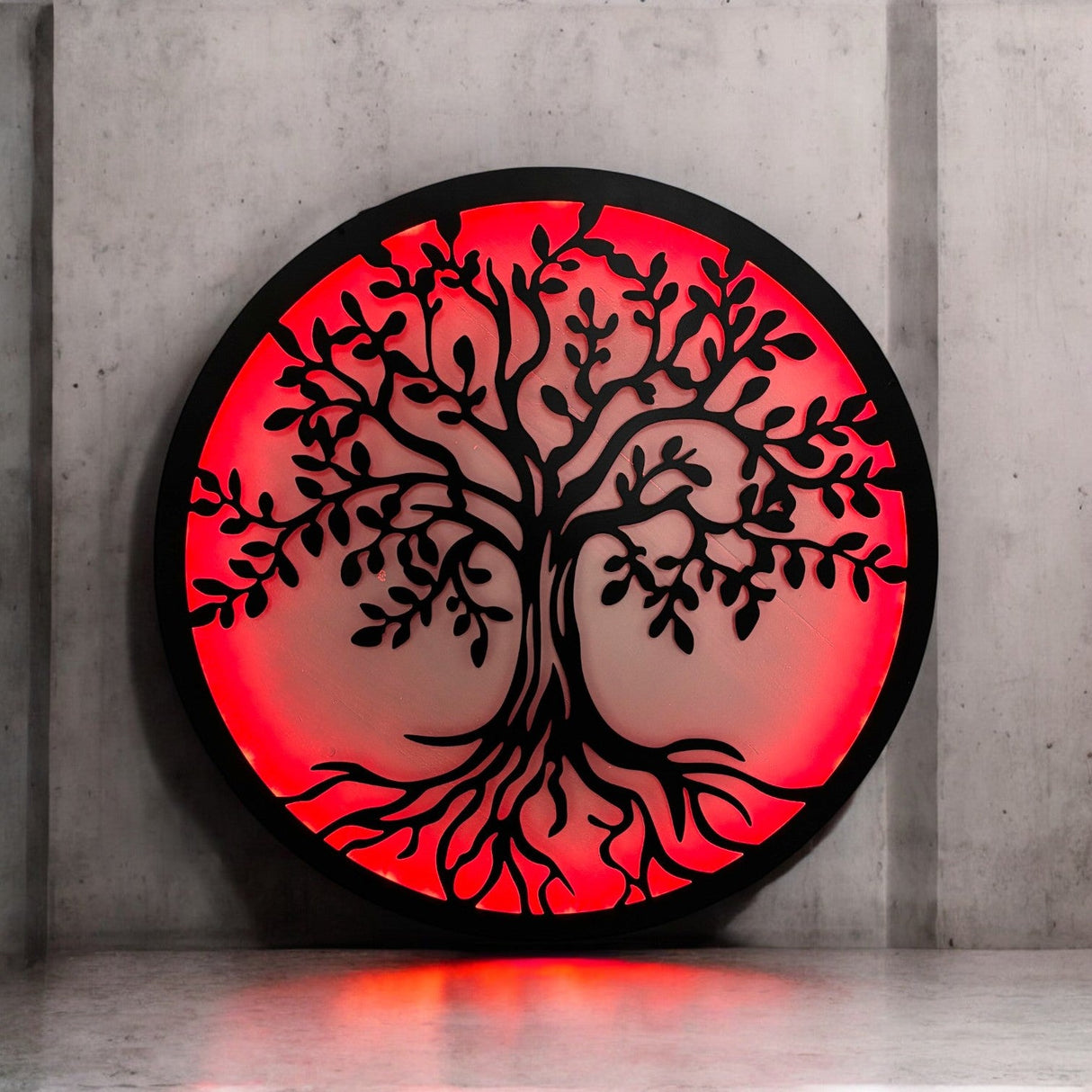 Decoratiune perete metal, model copacul vietii, LED, 50x50 cm - BUZ.RO