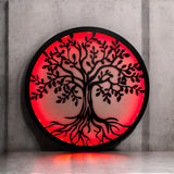Decoratiune perete metal, model copacul vietii, LED, 50x50 cm - BUZ.RO