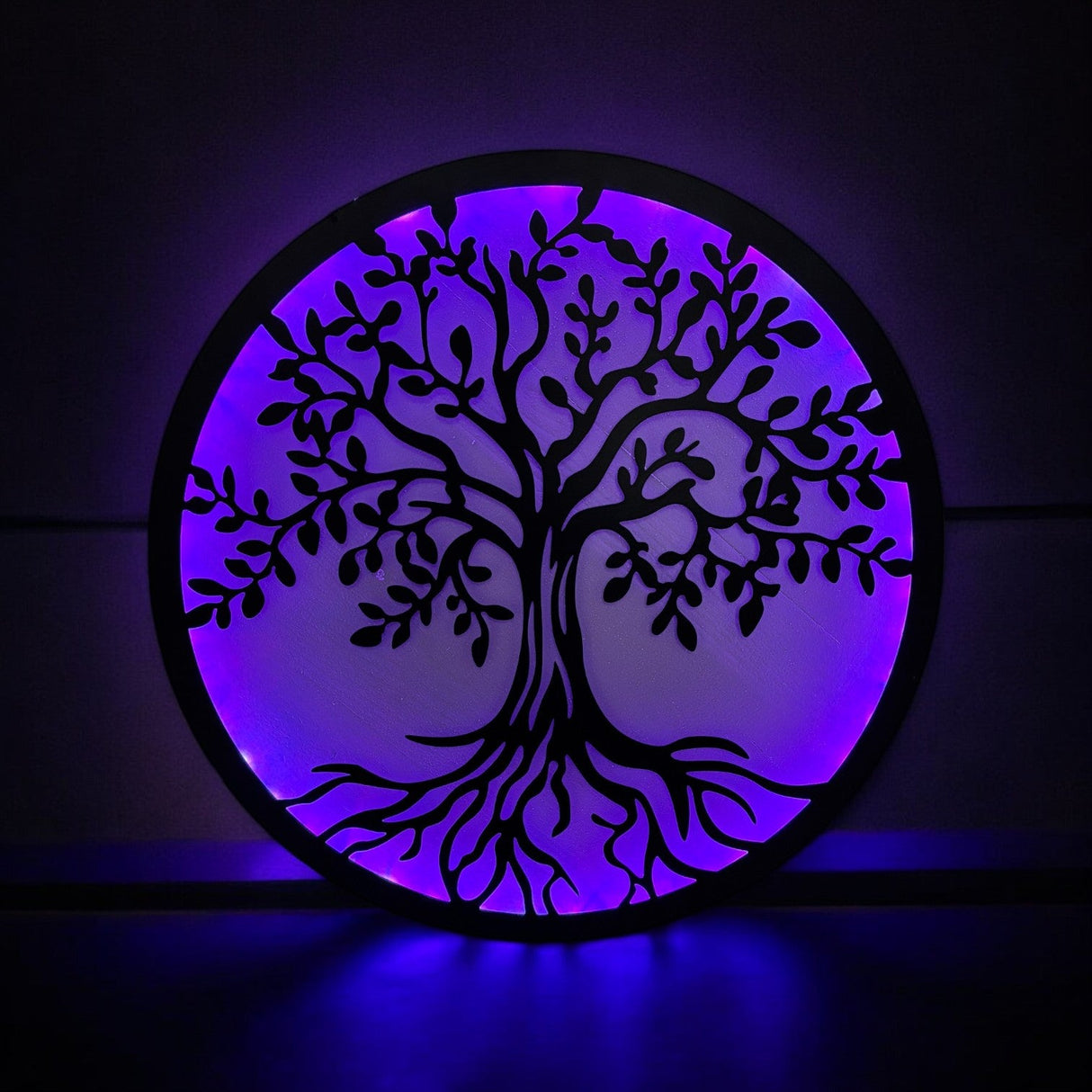 Decoratiune perete metal, model copacul vietii, LED, 50x50 cm - BUZ.RO