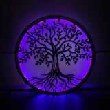 Decoratiune perete metal, model copacul vietii, LED, 50x50 cm - BUZ.RO