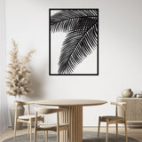 Decoratiune perete metal, model frunza de palmier, 50x68 cm, negru - BUZ.RO
