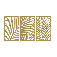 Decoratiune perete metal, model frunze de palmier, 50x90 cm, auriu