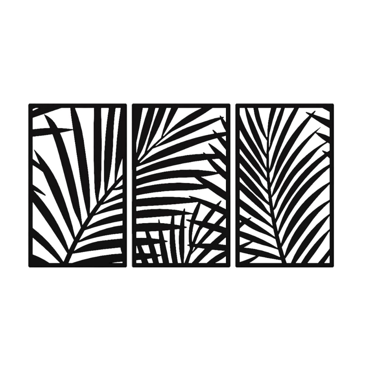 Decoratiune perete metal, model frunze de palmier, 50x90 cm, negru