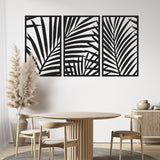 Decoratiune perete metal, model frunze de palmier, 50x90 cm, negru