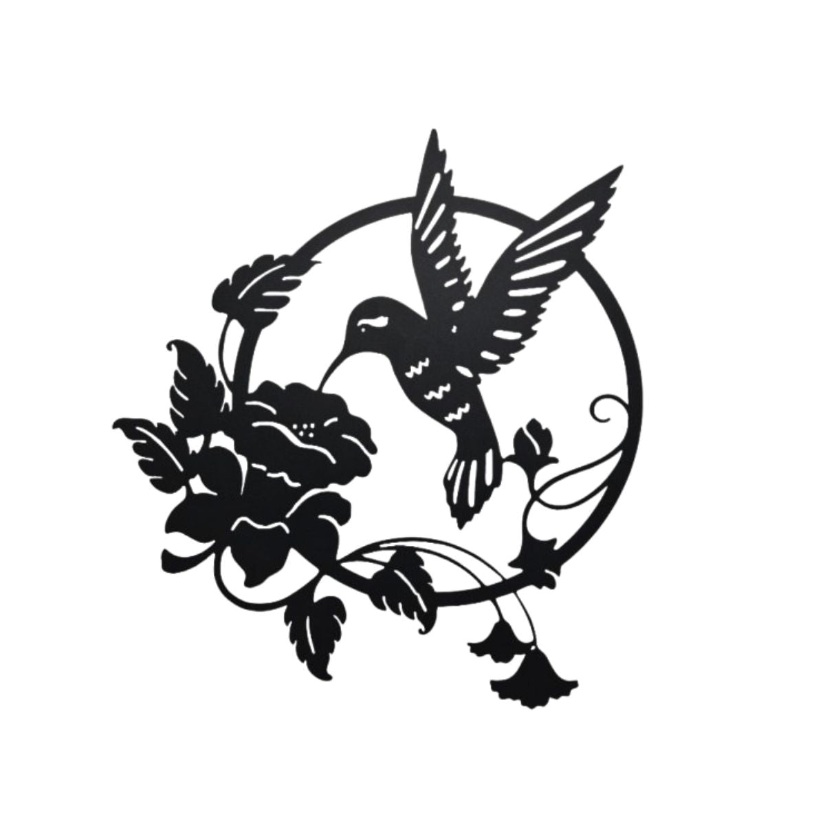 Decoratiune perete metal, model pasarea colibri, 65x59 cm, negru