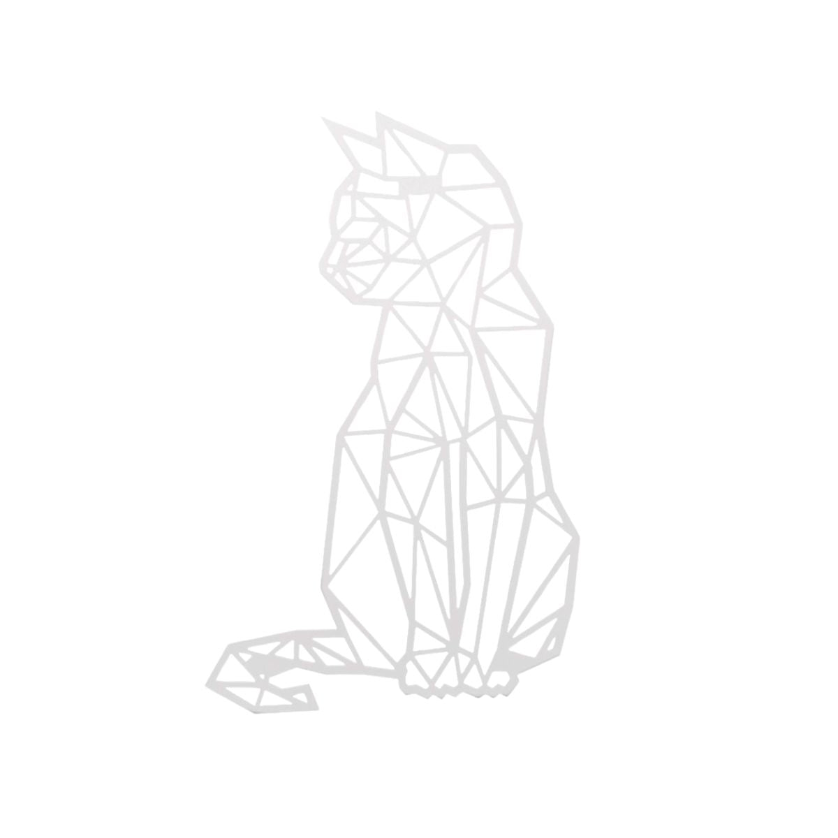 Decoratiune perete metal, model pisica, 47.6 x 30 cm, alb