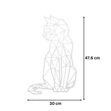 Decoratiune perete metal, model pisica, 47.6 x 30 cm, alb