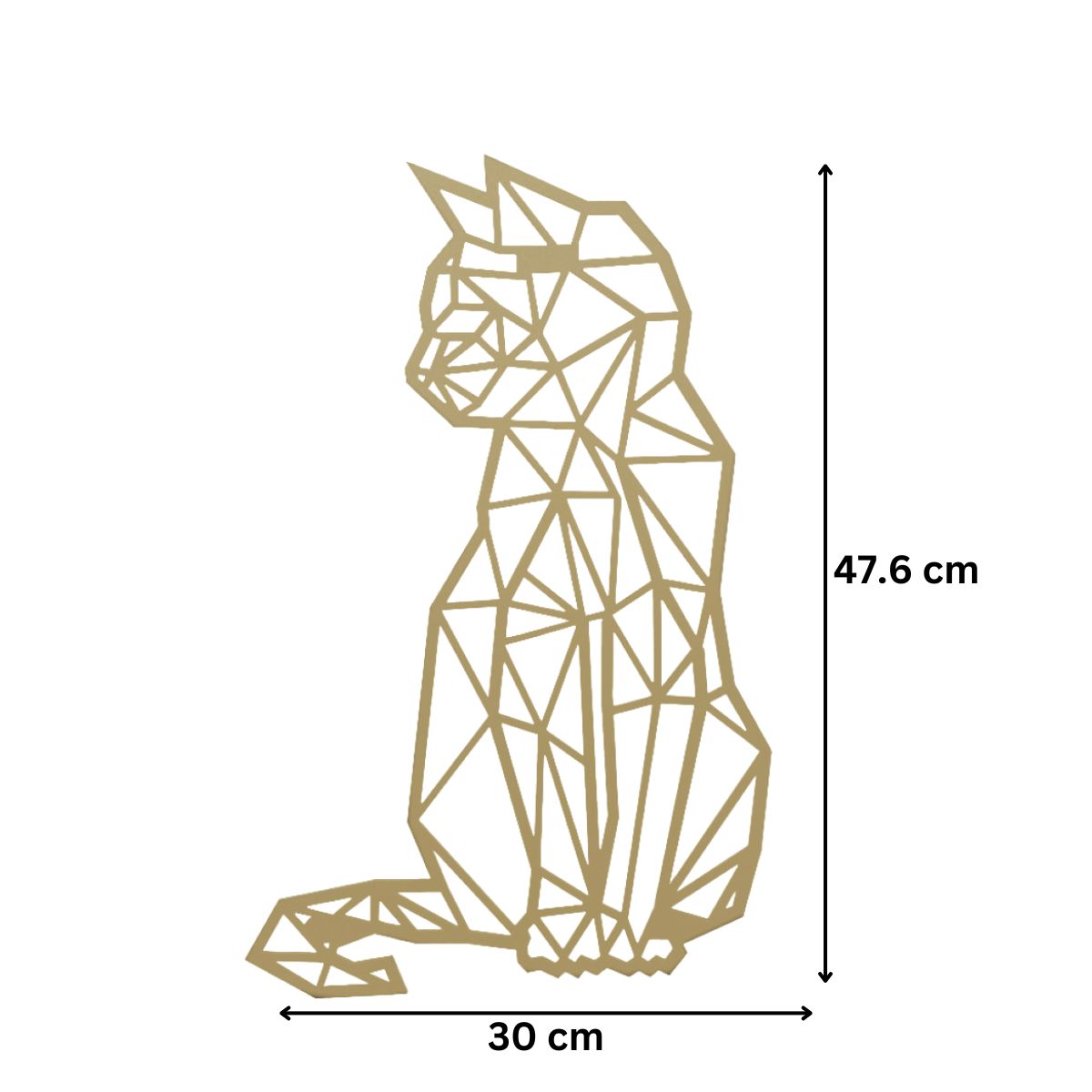 Decoratiune perete metal, model pisica, 47.6 x 30 cm, auriu
