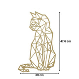 Decoratiune perete metal, model pisica, 47.6 x 30 cm, auriu