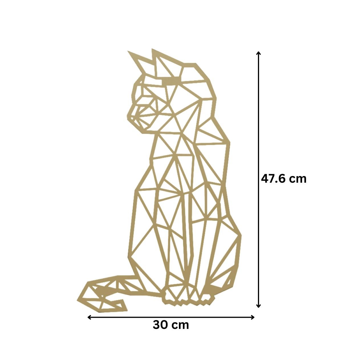 Decoratiune perete metal, model pisica, 47.6 x 30 cm, auriu - BUZ.RO