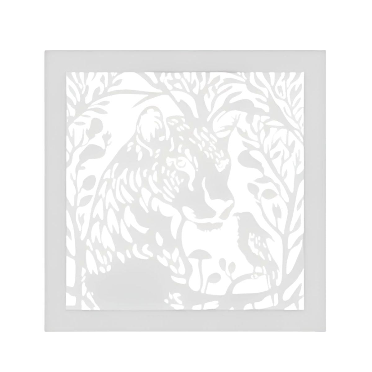 Decoratiune perete metal, model Tiger, 50x50cm, Alb - BUZ.RO
