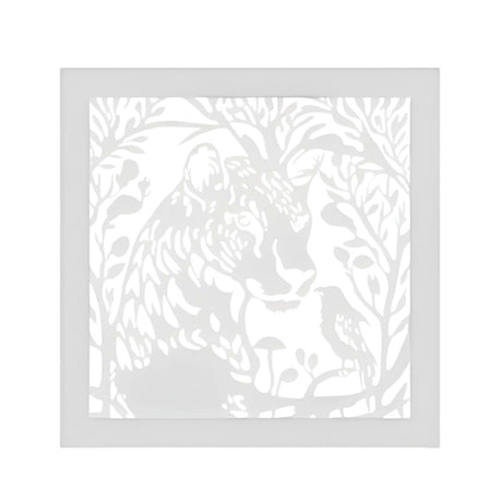 Decoratiune perete metal, model Tiger, 50x50cm, Alb - BUZ.RO