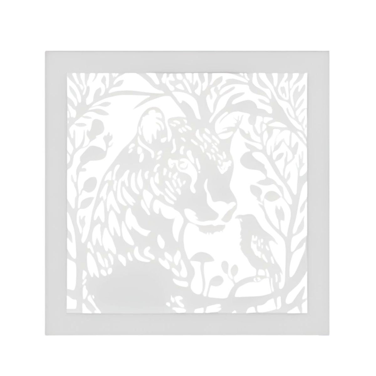 Decoratiune perete metal, model Tiger, 50x50cm, Alb