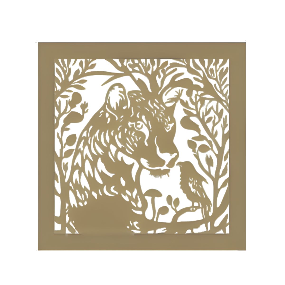 Decoratiune perete metal, model Tiger, 50x50cm, Negru