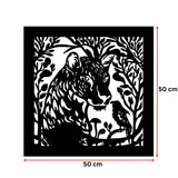 Decoratiune perete metal, model Tiger, 50x50cm, Negru - BUZ.RO