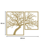 Decoratiune perete metal, model Tree, 106x80cm, auriu
