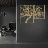 Decoratiune perete metal, model Tree, 106x80cm, auriu - BUZ.RO