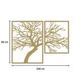 Decoratiune perete metal, model Tree, 106x80cm, auriu - BUZ.RO