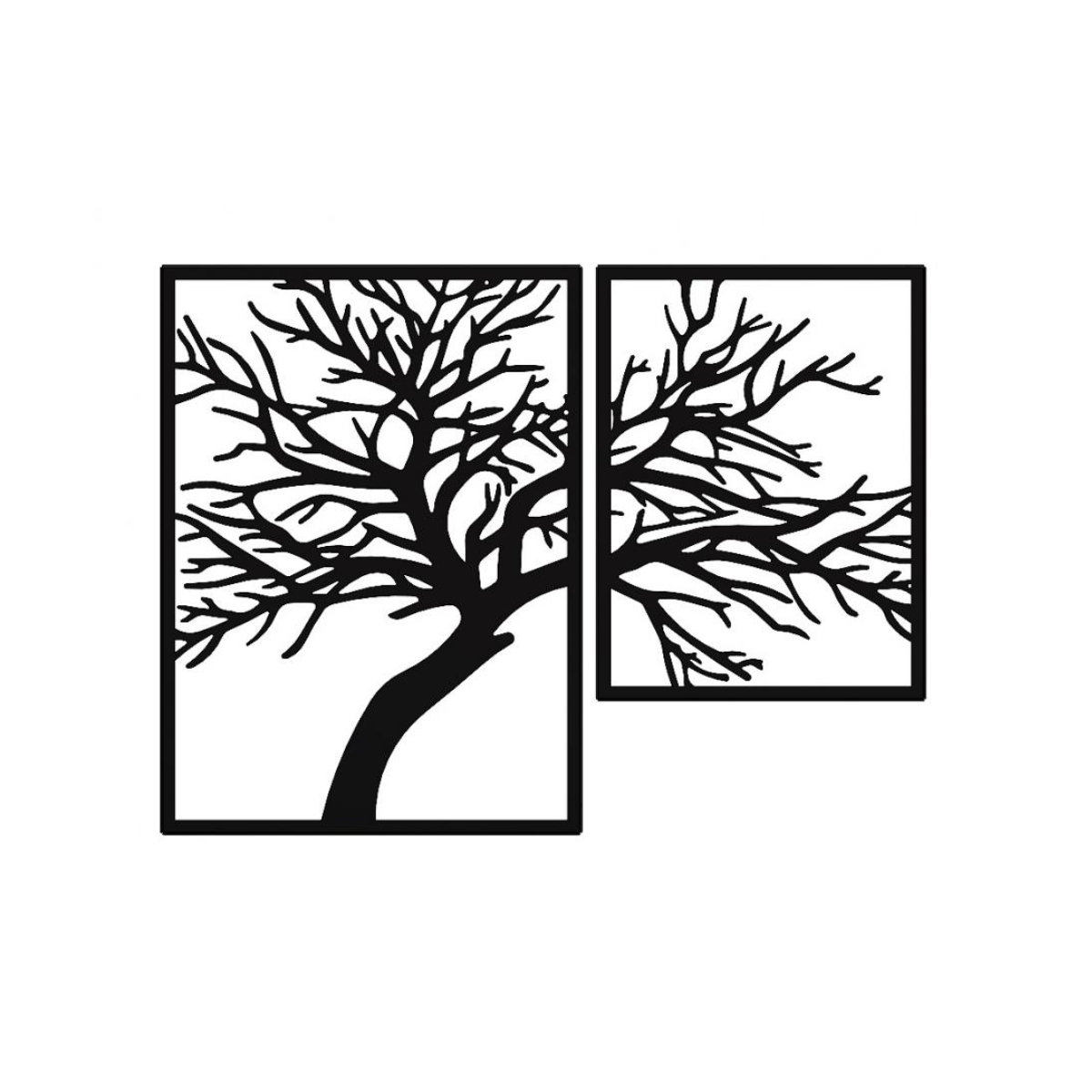 Decoratiune perete metal, model Tree, 106x80cm, negru