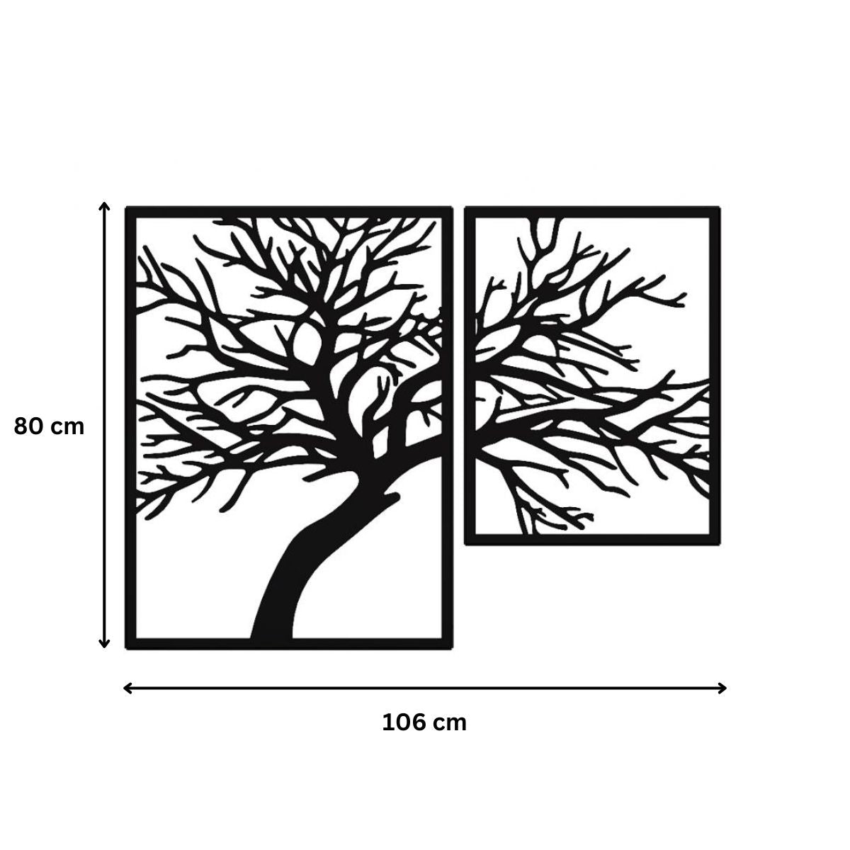 Decoratiune perete metal, model Tree, 106x80cm, negru