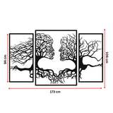 Decoratiune perete metal, model Tree Kiss, 173 x 106 cm, negru