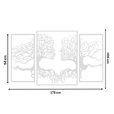 Decoratiune perete metal, model Tree Kiss, 173 x 106 cm, alb