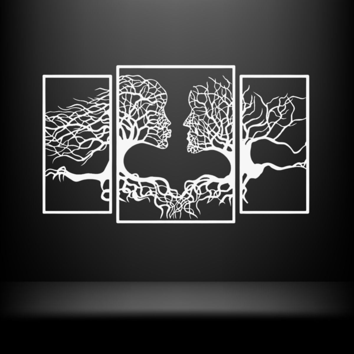 Decoratiune perete metal, model Tree Kiss, 173 x 106 cm, alb - BUZ.RO