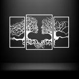 Decoratiune perete metal, model Tree Kiss, 173 x 106 cm, alb - BUZ.RO