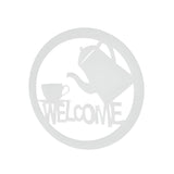 Decoratiune perete metal, model welcome, 50x50 cm, alb - BUZ.RO