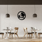 Decoratiune perete metal, model welcome, 50x50 cm, negru - BUZ.RO