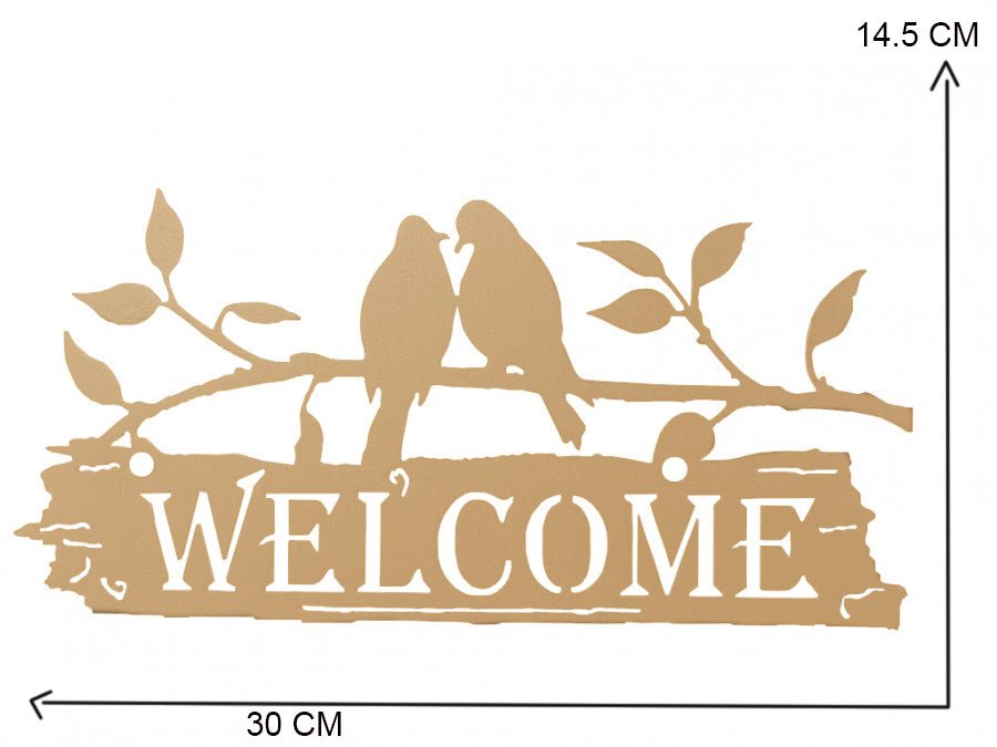 Decoratiune perete metal, WELCOME, 29.9x 14.7 cm - BUZ.RO