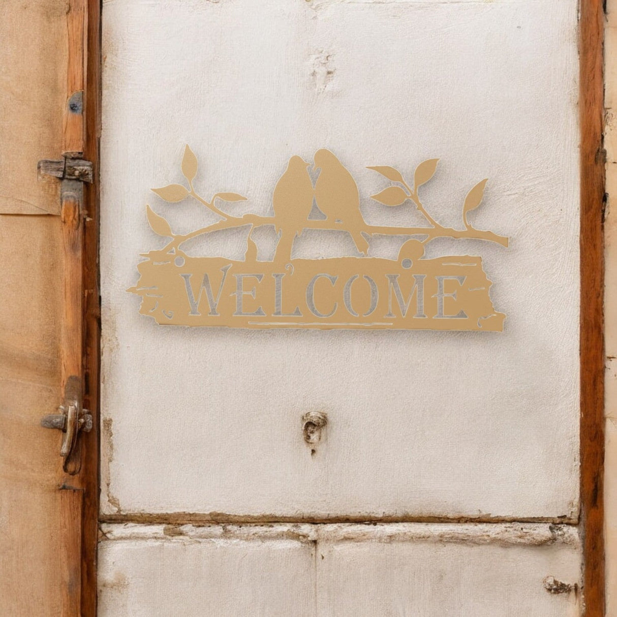 Decoratiune perete metal, WELCOME, 29.9x 14.7 cm - BUZ.RO