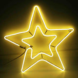 Decoratiune stea luminoasa de Craciun, cu LED alb cald (galbena) - 5656 cm, pentru usi si geamuri, interior si exterior, rezistenta la apa, IP65 - BUZ.RO