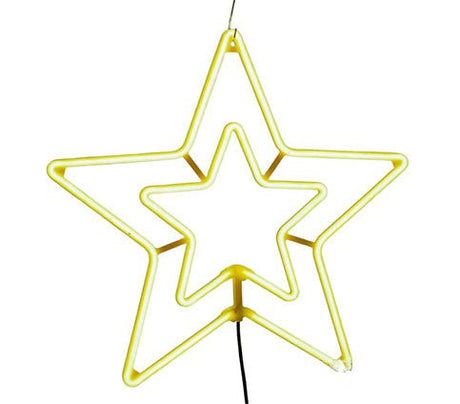 Decoratiune stea luminoasa de Craciun, cu LED alb cald (galbena) - 5656 cm, pentru usi si geamuri, interior si exterior, rezistenta la apa, IP65 - BUZ.RO