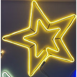 Decoratiune stea luminoasa de Craciun, cu LED alb cald (galbena) - 5656 cm, pentru usi si geamuri, interior si exterior, rezistenta la apa, IP65 - BUZ.RO