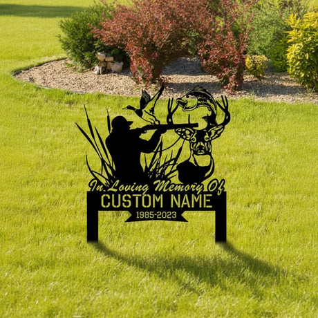 Decoratiuni gradina, decoratiuni exterior, personalizate, decoratiuni metal, ornamente gradina, vanator, text personalizat - BUZ.RO