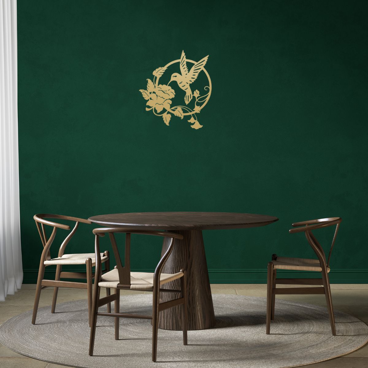 Decoratiuni perete living din metal , pasarea colibri auriu - BUZ.RO