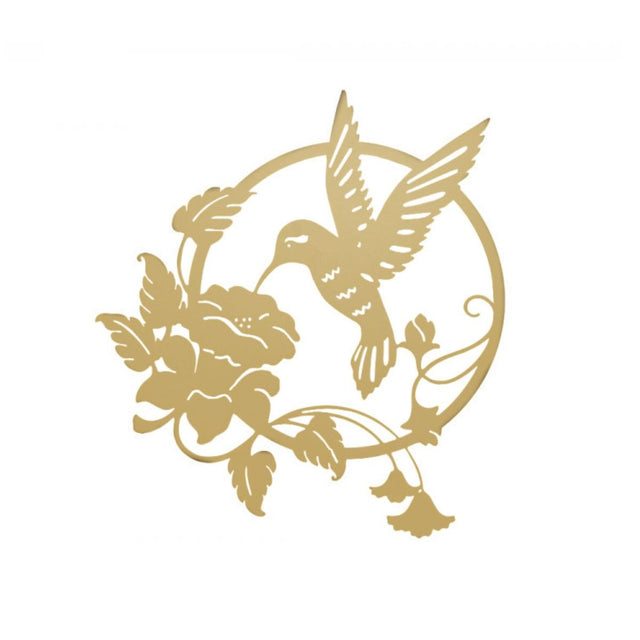 Decoratiuni perete living din metal , pasarea colibri auriu - BUZ.RO