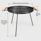Disc gratar pentru gatit la foc, Ø 46 cm, cu manere din lemn si picioare metalice - BUZ.RO