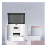 Dispenser automat mancare, pentru animale, wifi, programabil, afisaj LCD, conectare telefon, alb negru, 3L - BUZ.RO