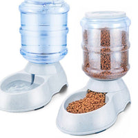 Dispenser dozator mancare si apa automat, adapatoare, catei si pisici, dispenser hrana si recipient apa, set 2 buc